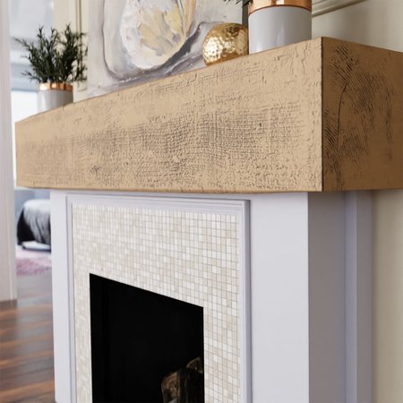 Ekena Millwork Rough Sawn Faux Wood Fireplace Mantel, NaturaL x 6"D x 48"W MANURS06X06X48PP